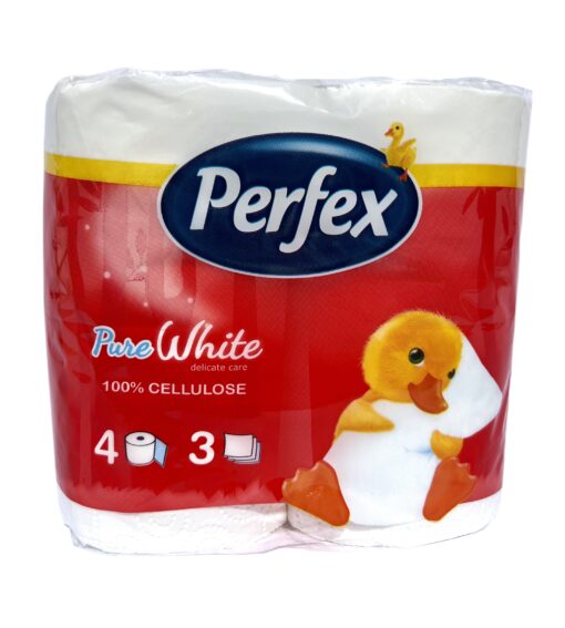 Тоалетна хартия Perfex Pure White - 4 бр., 3 пласта